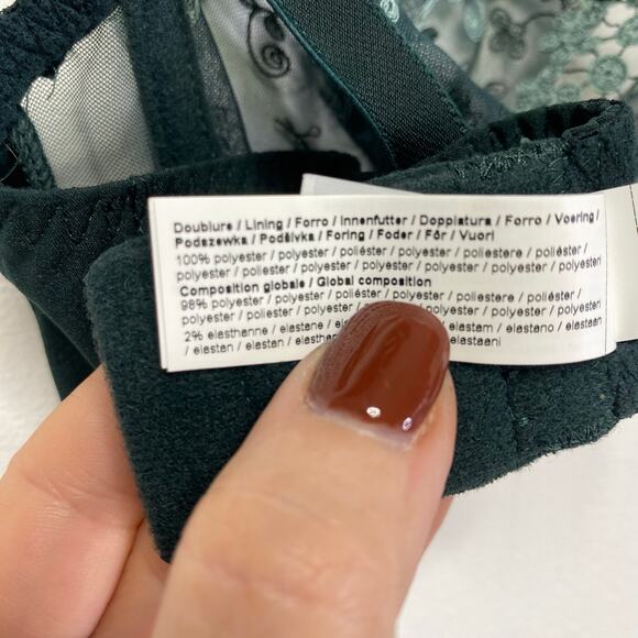 Simone Perle Wish Sheer Demi Bra Sz 36C Kolsai Green Embroidered Floral Jaquard - Picture 9 of 11